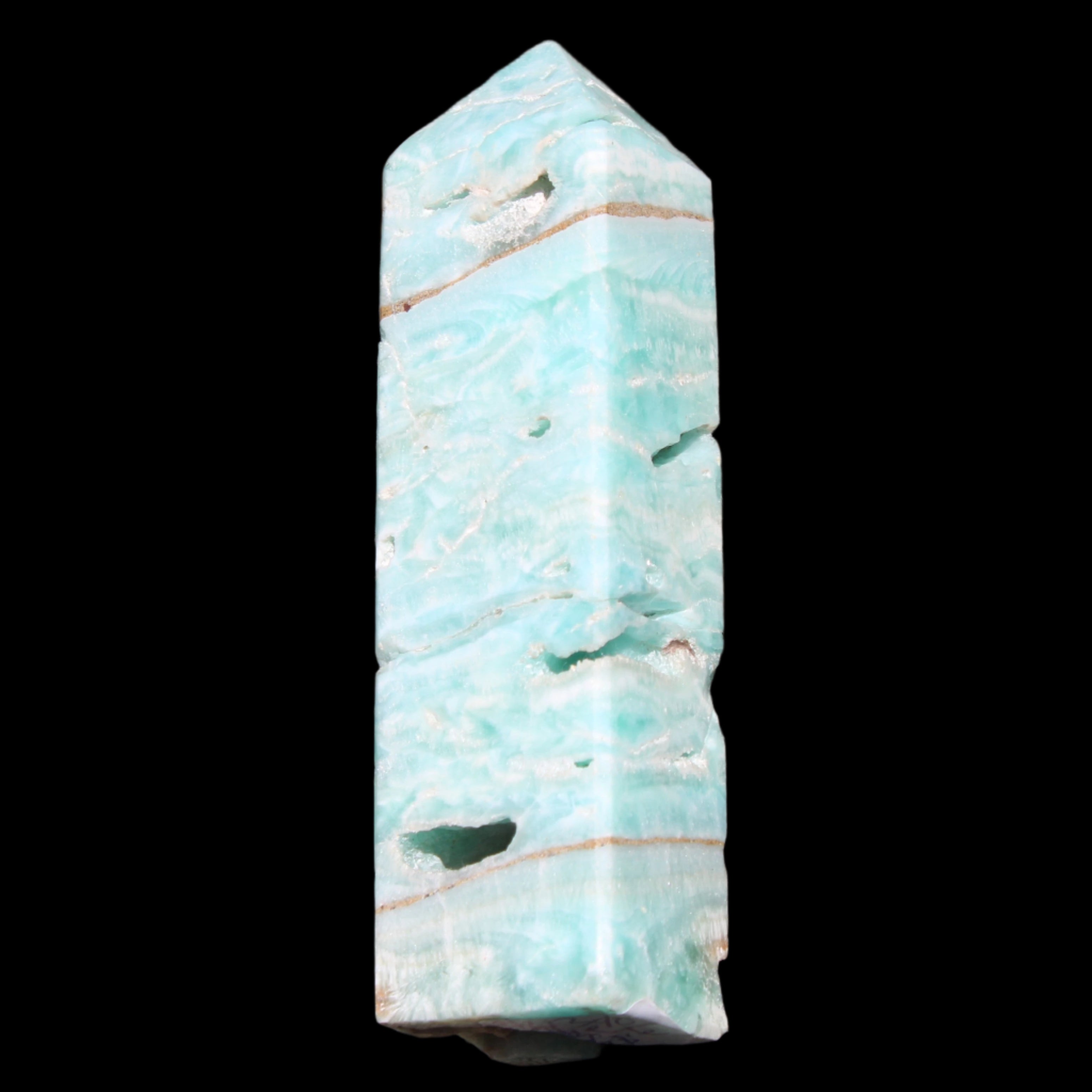 Blue Aragonite obelisk 106mm 170.7g in sunlight - Rocks and Things Store