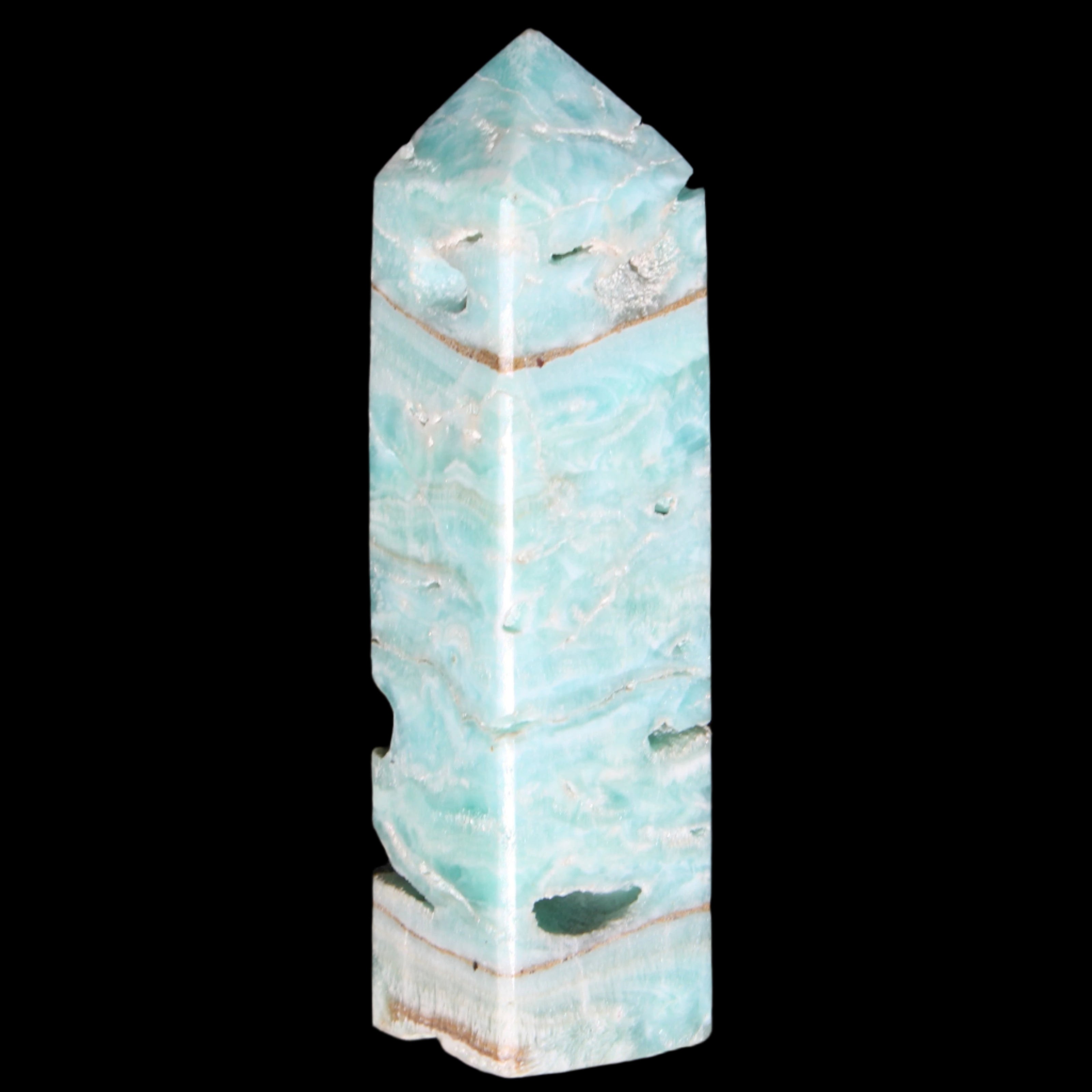Blue Aragonite obelisk 106mm 170.7g in sunlight - Rocks and Things Store