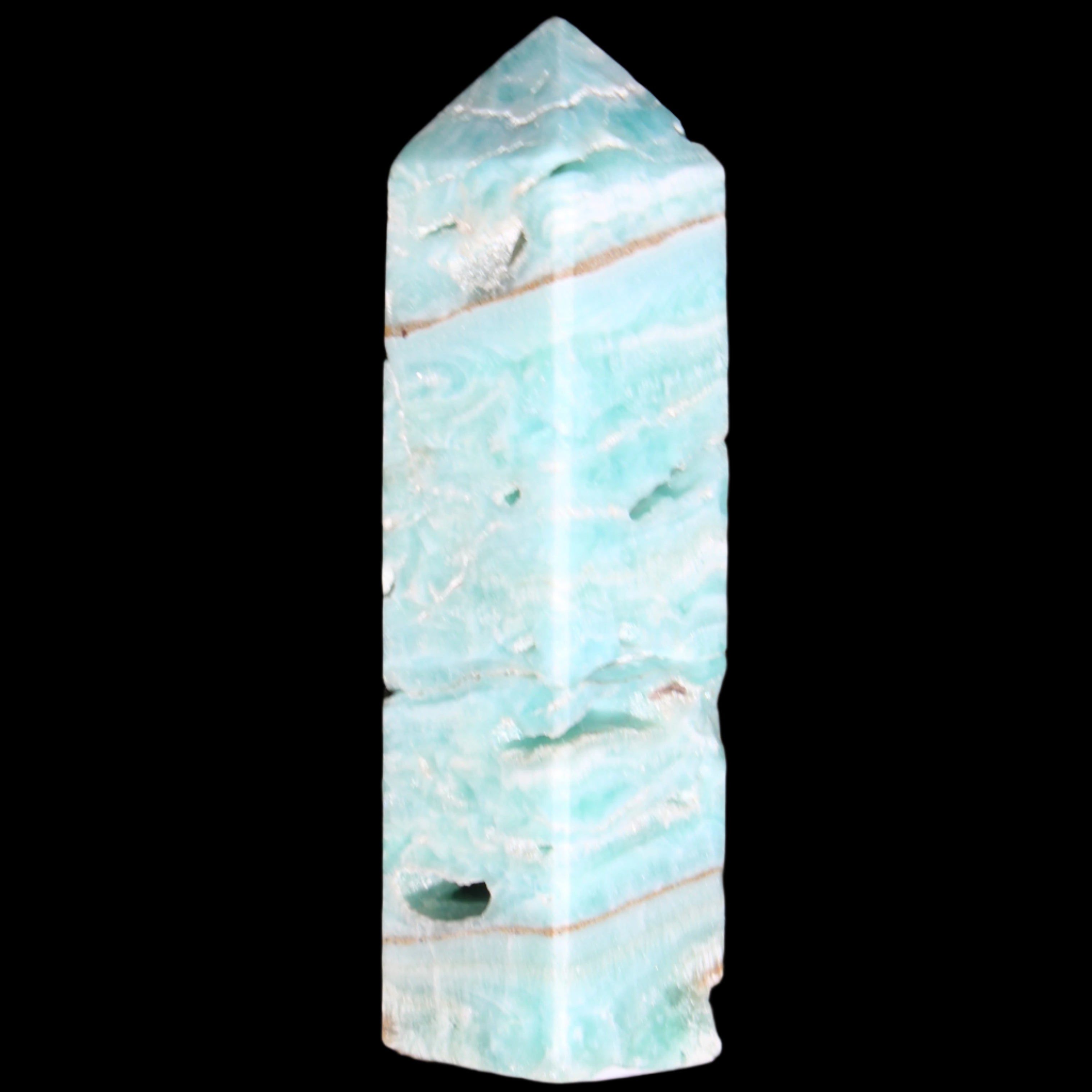 Blue Aragonite obelisk 106mm 170.7g in sunlight - Rocks and Things Store