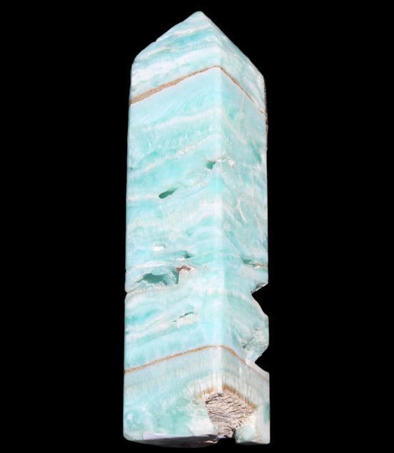 Blue Aragonite obelisk 106mm 170.7g in sunlight - Rocks and Things Store