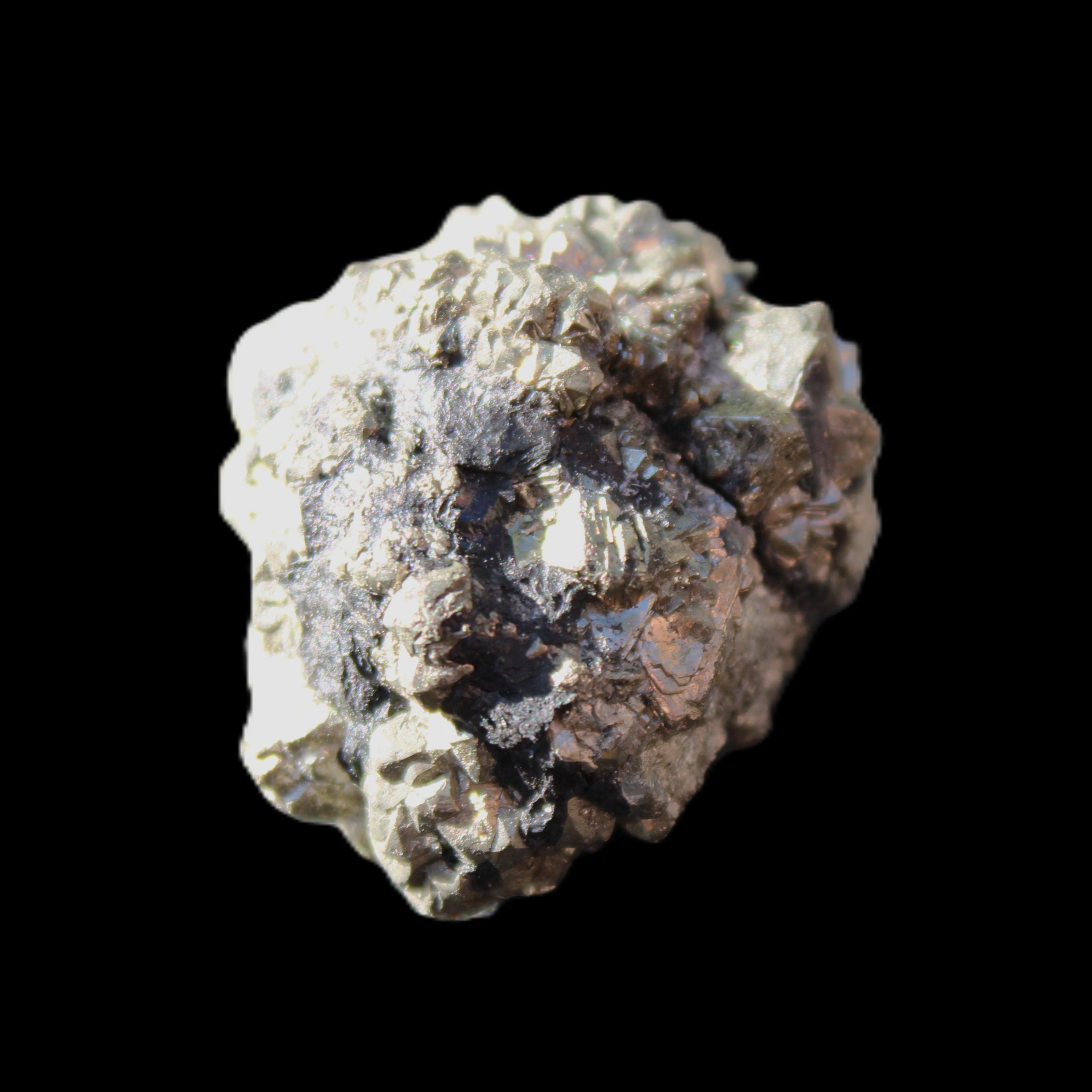 Chalcopyrite cluster from Pakistan 26-38mm 31-36g in sunlight - Rocks and Things Store