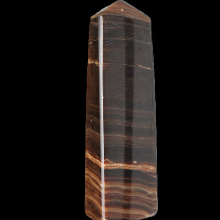 Chocolate Calcite obelisk 119*33 mm 222g in sunlight - Rocks and Things Store