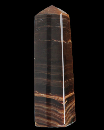Chocolate Calcite obelisk 119*33 mm 222g in sunlight - Rocks and Things Store