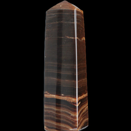 Chocolate Calcite obelisk 119*33 mm 222g in sunlight - Rocks and Things Store