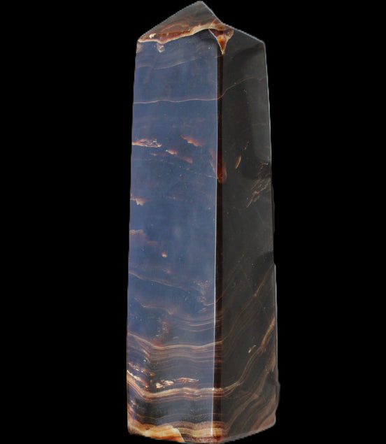 Chocolate Calcite obelisk 136*36mm 366g in sunlight - Rocks and Things Store