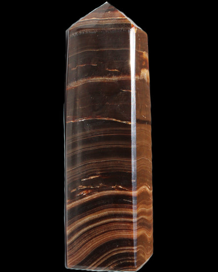 Chocolate Calcite obelisk 122*33mm 270g in sunlight - Rocks and Things Store
