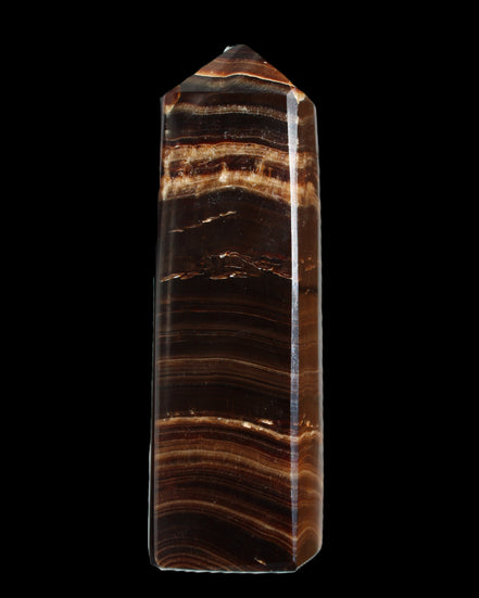 Chocolate Calcite obelisk 122*33mm 270g in sunlight - Rocks and Things Store