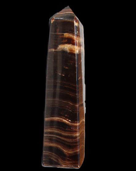 Chocolate Calcite obelisk 122*33mm 270g in sunlight - Rocks and Things Store