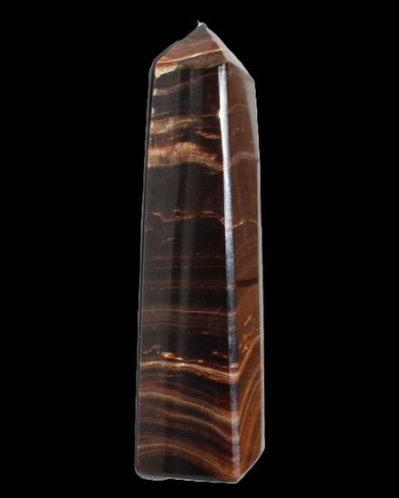 Chocolate Calcite obelisk 122*33mm 270g in sunlight - Rocks and Things Store