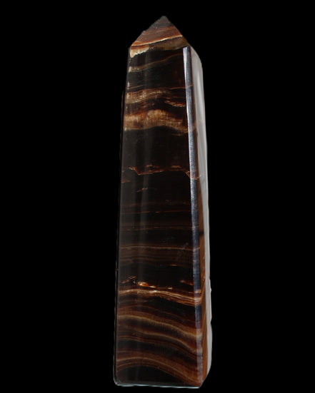 Chocolate Calcite obelisk 122*33mm 270g in sunlight - Rocks and Things Store