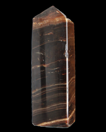 Chocolate Calcite obelisk 108*32mm 216g in sunlight - Rocks and Things Store