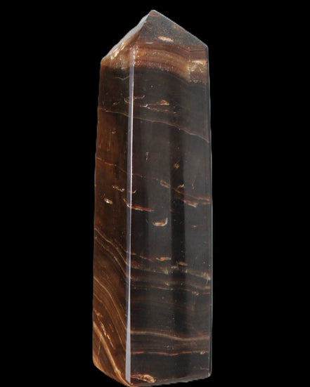 Chocolate Calcite obelisk 108*32mm 216g in sunlight - Rocks and Things Store