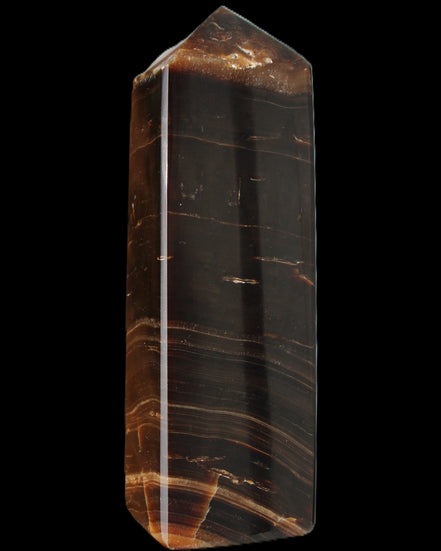 Chocolate Calcite obelisk 108*32mm 216g in sunlight - Rocks and Things Store