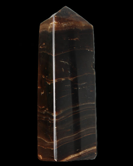 Chocolate Calcite obelisk 108*32mm 216g in sunlight - Rocks and Things Store