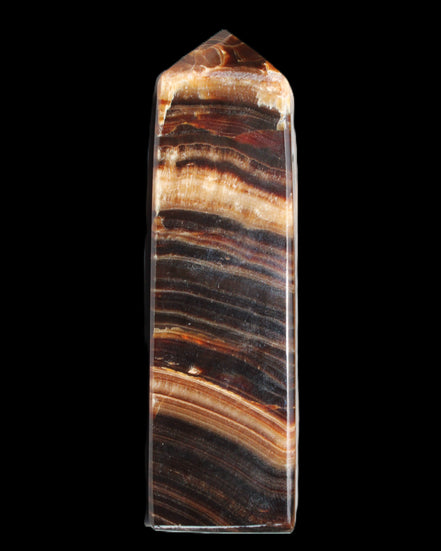 Chocolate Calcite obelisk 116*32mm 243g in sunlight - Rocks and Things Store
