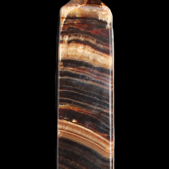 Chocolate Calcite obelisk 116*32mm 243g in sunlight - Rocks and Things Store