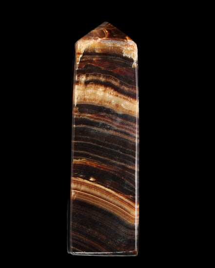 Chocolate Calcite obelisk 116*32mm 243g in sunlight - Rocks and Things Store