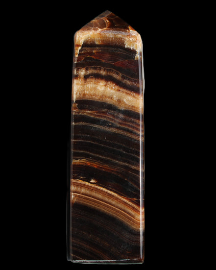 Chocolate Calcite obelisk 116*32mm 243g in sunlight - Rocks and Things Store