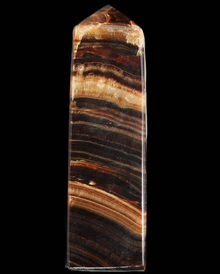 Chocolate Calcite obelisk 116*32mm 243g in sunlight - Rocks and Things Store