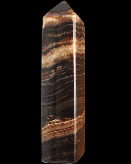 Chocolate Calcite obelisk 116*32mm 243g in sunlight - Rocks and Things Store