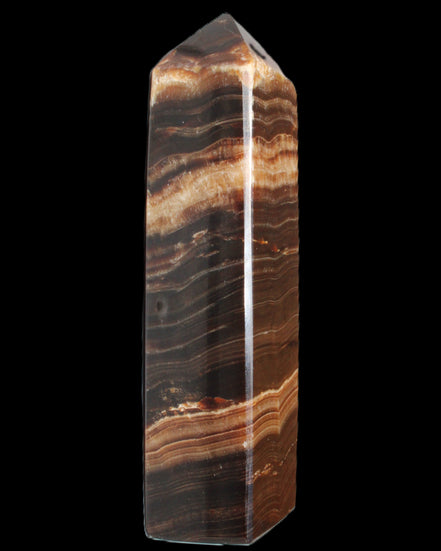 Chocolate Calcite obelisk 116*32mm 243g in sunlight - Rocks and Things Store