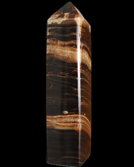 Chocolate Calcite obelisk 116*32mm 243g in sunlight - Rocks and Things Store