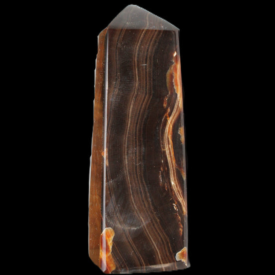Chocolate Calcite obelisk 91*34mm 211g in sunlight - Rocks and Things Store