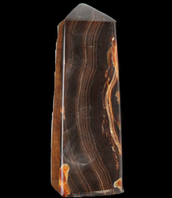 Chocolate Calcite obelisk 91*34mm 211g in sunlight - Rocks and Things Store