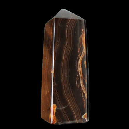 Chocolate Calcite obelisk 91*34mm 211g in sunlight - Rocks and Things Store