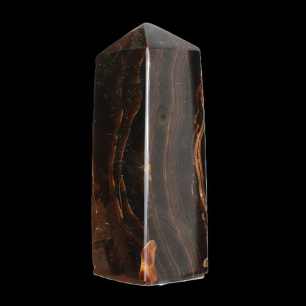 Chocolate Calcite obelisk 91*34mm 211g in sunlight - Rocks and Things Store