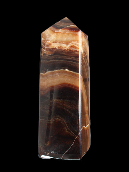 Chocolate Calcite obelisk 103*35mm 268g in sunlight - Rocks and Things Store