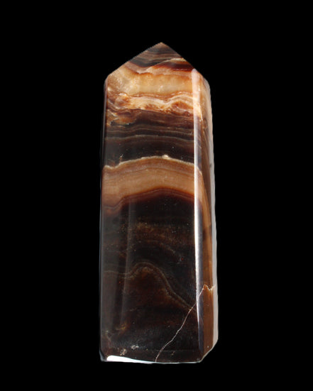 Chocolate Calcite obelisk 103*35mm 268g in sunlight - Rocks and Things Store