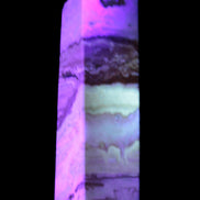 Caribbean aqua blue Calcite obelisk 479g in UV light - Rocks and Things Store