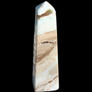Caribbean aqua blue Calcite obelisk 479g in sunlight - Rocks and Things Store
