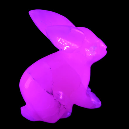Mangano Calcite bunny 76*36*100mm 396g in UV light - Rocks and Things Store