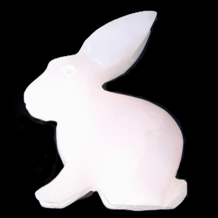 Mangano Calcite bunny 76*36*100mm 396g in sunlight - Rocks and Things Store