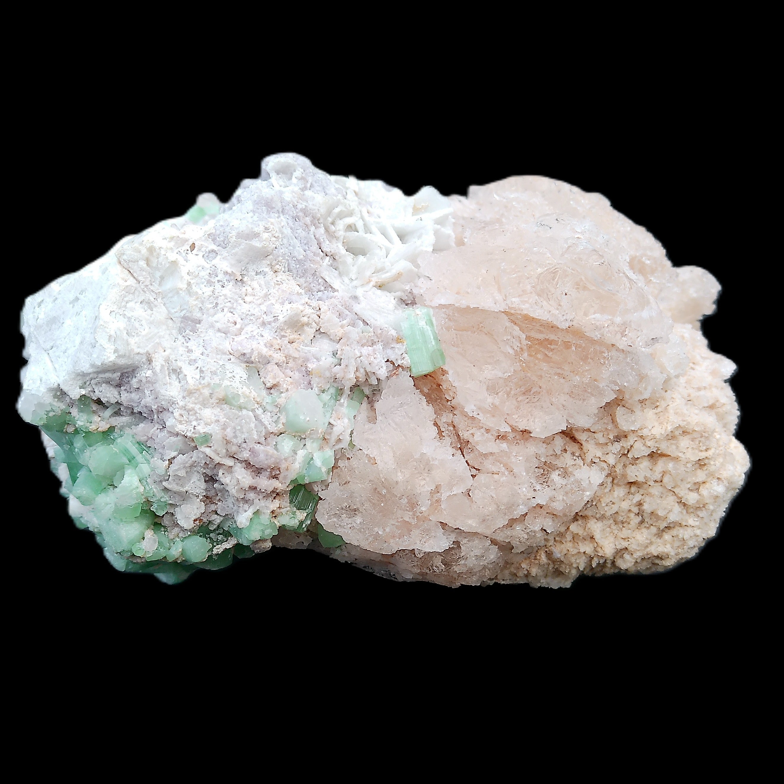 Magnificent Green Tourmaline, Kunzite, Lepidolite plus more specimen 140m 2035g in sunlight - Rocks and Things Store