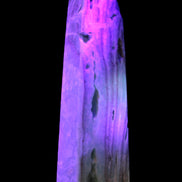 Caribbean Calcite aqua blue obelisk 170mm 539g in UV light - Rocks and Things Store