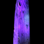 Caribbean Calcite aqua blue obelisk 170mm 539g in UV light - Rocks and Things Store