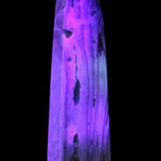 Caribbean Calcite aqua blue obelisk 170mm 539g in UV light - Rocks and Things Store