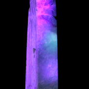 Caribbean Calcite aqua blue obelisk 170mm 539g in UV light - Rocks and Things Store