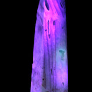 Caribbean Calcite aqua blue obelisk 170mm 539g in UV light - Rocks and Things Store