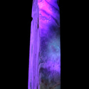 Caribbean Calcite aqua blue obelisk 170mm 539g in UV light - Rocks and Things Store