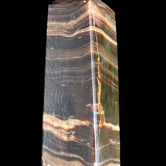 Chocolate Calcite obelisk 120*40*30mm 359g in sunlight - Rocks and Things Store