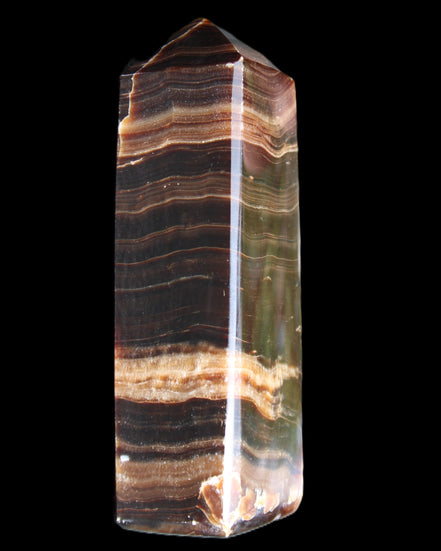 Chocolate Calcite obelisk 120*40*30mm 359g in sunlight - Rocks and Things Store