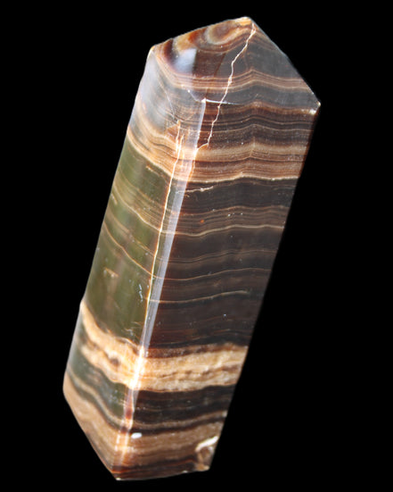Chocolate Calcite obelisk 120*40*30mm 359g in sunlight - Rocks and Things Store