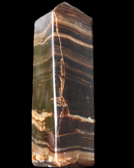 Chocolate Calcite obelisk 120*40*30mm 359g in sunlight - Rocks and Things Store