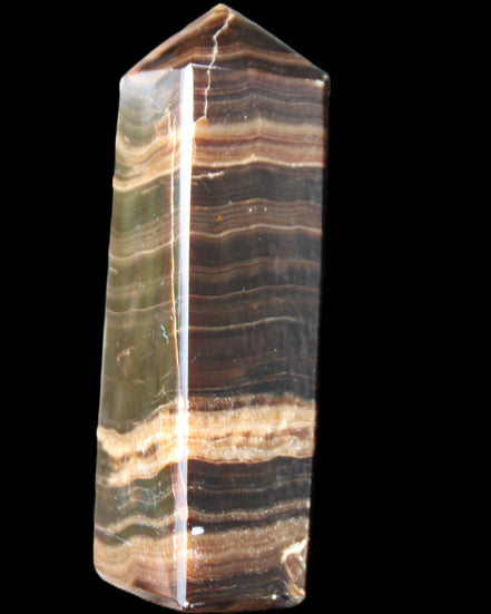Chocolate Calcite obelisk 120*40*30mm 359g in sunlight - Rocks and Things Store