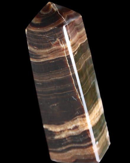 Chocolate Calcite obelisk 120*40*30mm 359g in sunlight - Rocks and Things Store
