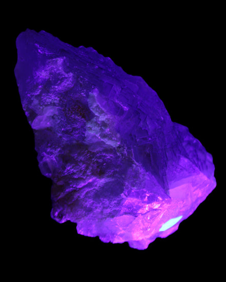 Stepped Clear, Blue and Purple Fluorite cluster 185*135*79mm 1349g in UV light - Rocks and Things Store